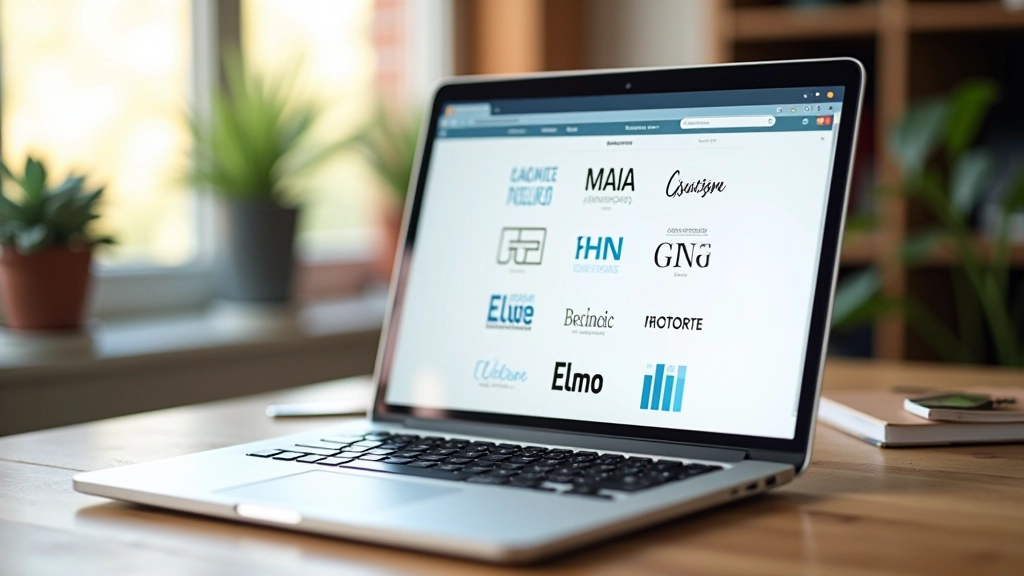 Laptop se zobrazeným webem s různými typografickými styly a textem, přirozené osvětlení od okna